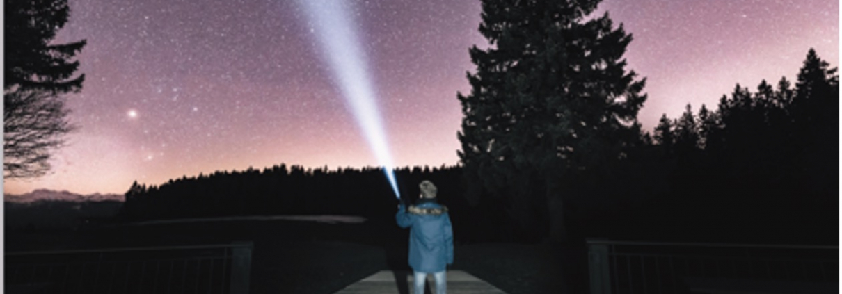 man with flashlight at night sky brand discovery copywriting blog, by Scott Silverman, Los Angeles copywriter and brand consultant.