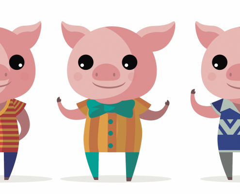 3 little pigs standing in a row, who had the better marketing or business development plan?