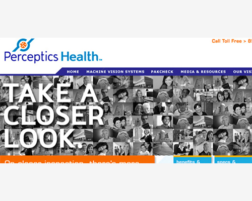 Perceptics Health website, a manufacturing marketing sample by Scott Silverman, Los Angeles copywriter and brand consultant.